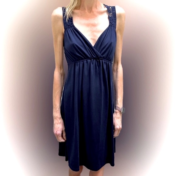 Romy Dresses & Skirts - Romy | Blue sundress with Plunging neckline and crochet back